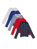 5pk Cotton Rich Patterned Tops (6-16 Yrs)