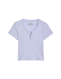 Cotton Rich Ribbed Button T-Shirt (6-16 Yrs)