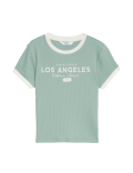 Cotton Rich Ribbed Slogan T-Shirt (6-16 Yrs)