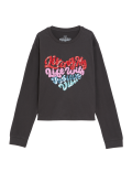 Pure Cotton Sequin Slogan Top