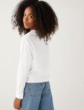 Pure Cotton Sequin Slogan Top