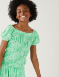 Shirred Floral Top