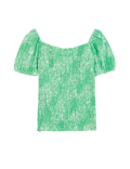 Shirred Floral Top