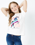 Cotton Unicorn Sequin T-Shirt (3-16 Years)