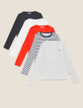 5pk Cotton Ribbed Long Sleeve Tops