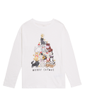 Pure Cotton Merry Catmus Slogan T-shirts (6-16 Yrs)