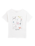 Pure Cotton Dog Print Slogan T-Shirt (6-16 Yrs)