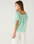 Cotton Rich Checked Blouse