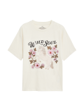 Pure Cotton Sequin Slogan T-Shirt (6-16 Yrs)