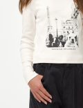 Cotton Rich Graphic Ribbed Top (6-16 Yrs)