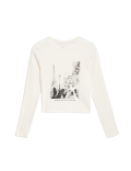 Cotton Rich Graphic Ribbed Top (6-16 Yrs)