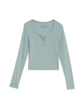 Cotton Rich Button Ribbed Top (6-16 Yrs)