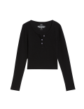 Cotton Rich Button Ribbed Top (6-16 Yrs)