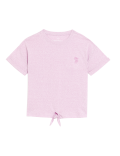 Cotton Blend Tie Front T Shirt