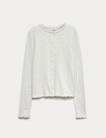 Cotton Rich Button Through Pointelle Top (6-16 Yrs)