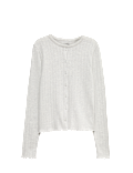 Cotton Rich Button Through Pointelle Top (6-16 Yrs)