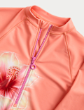 Hibiscus Print Long Sleeve Swimsuit (6-16 Yrs)