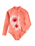 Hibiscus Print Long Sleeve Swimsuit (6-16 Yrs)