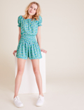 Ditsy Floral Shirred Shorts (6-16 Yrs)