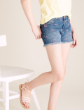 Denim Embroidered Palm Tree Shorts (6-14 Yrs)