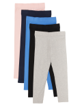 5pk Cotton Rich Leggings with Stretch (3-16 Yrs)