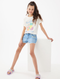 Denim Embroidered Shorts (6-16 Yrs)