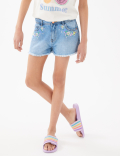 Denim Embroidered Shorts (6-16 Yrs)