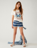 Denim Tie Dye Shorts