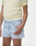 Denim Embroidered Orange Shorts (6-16 Yrs)