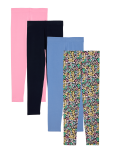 4pk Cotton Rich Floral & Plain Leggings
