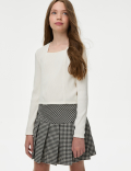 Cotton Blend Dogtooth Skort (6-16 Yrs)