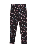 Organic Cotton Floral Print Black Leggings