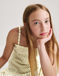 Pure Cotton Spot Print Shirred Dress (6-16 Yrs)