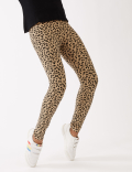 Cotton Rich Leopard Print Glitter Leggings