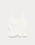 Pure Cotton Embroidered Cami Top (6-16 Yrs)