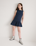 Cotton Blend Drop Waist Gingham Dress (6-16 Yrs)