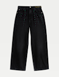 Wicked&trade; Diamante Wide Leg Jeans (6-16 Yrs)