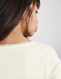 Cotton Rich Lace Trim Top (6-16 Yrs)