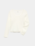 Cotton Rich Lace Trim Top (6-16 Yrs)