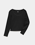 Cotton Rich Lace Trim Top (6-16 Yrs)