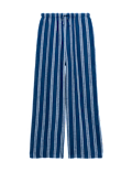 Linen Blend Striped Wide Leg Trousers (6-16 Yrs)