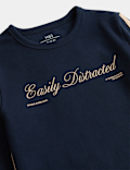 Cotton Rich Easily Distracted Slogan Top (6-16 Yrs)