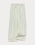 Wide Leg Pure Cotton Poplin Striped Trousers (6-16 Years)