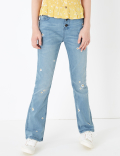 Cotton Embroidered Floral Jeans (6-16 Yrs)