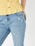 Cotton Embroidered Floral Jeans (6-16 Yrs)