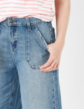 Cotton Wide Legged Cropped Jeans (6-16 Yrs)