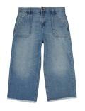 Cotton Wide Legged Cropped Jeans (6-16 Yrs)
