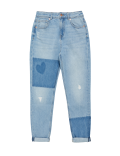 Mom Fit Denim Patchwork Jeans (6-16 Yrs)