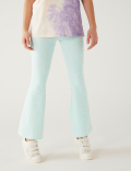 Cotton Rich Checkerboard Flared Leggings