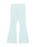 Cotton Rich Checkerboard Flared Leggings
